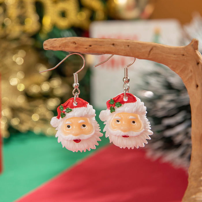 Cute and versatile colorful Santa Claus earrings bell bow Christmas earrings for women