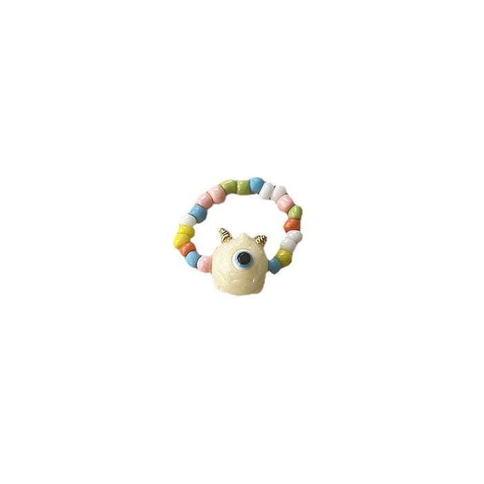 Funny little monster rice bead elastic index finger ring