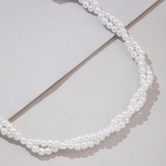 Collar minimalista de perlas con colgante de flor: cadena sencilla de una sola capa para mujer