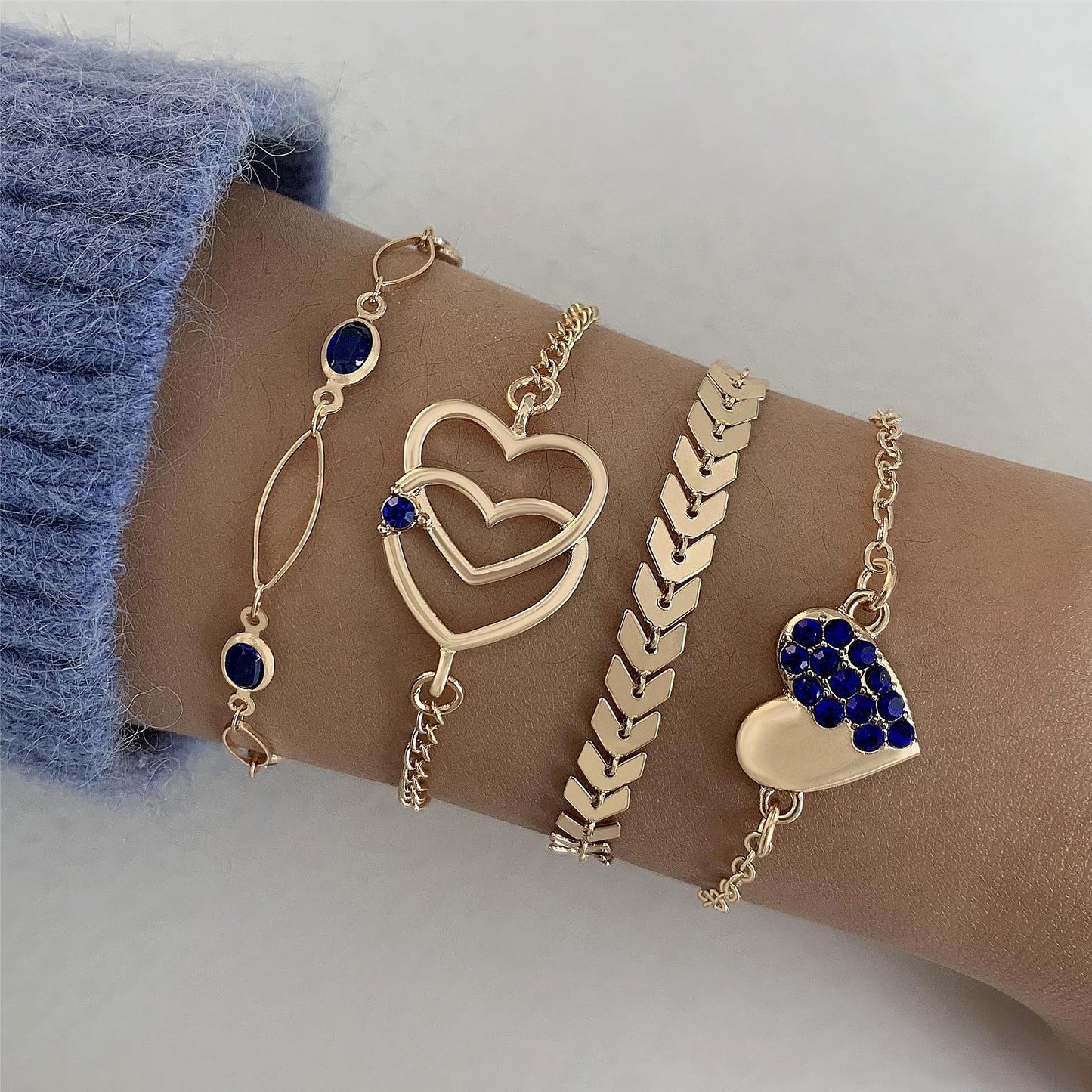 Sapphire-Inspired Diamond Bracelet Set - Love Letter Design