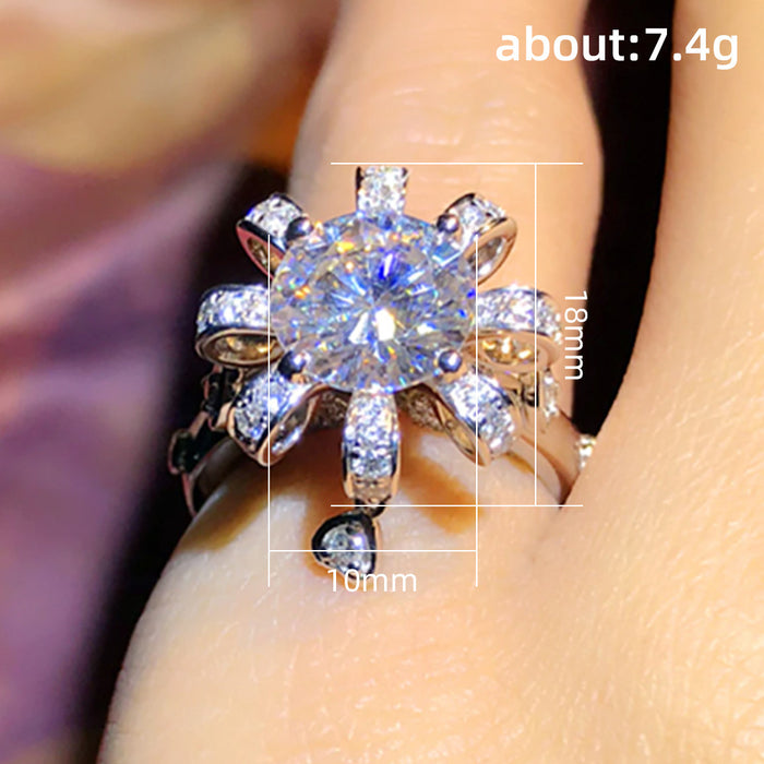 White gold petal micro-paved zircon ring, wedding anniversary ring accessories