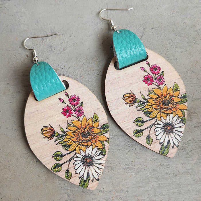 Wooden flower earrings