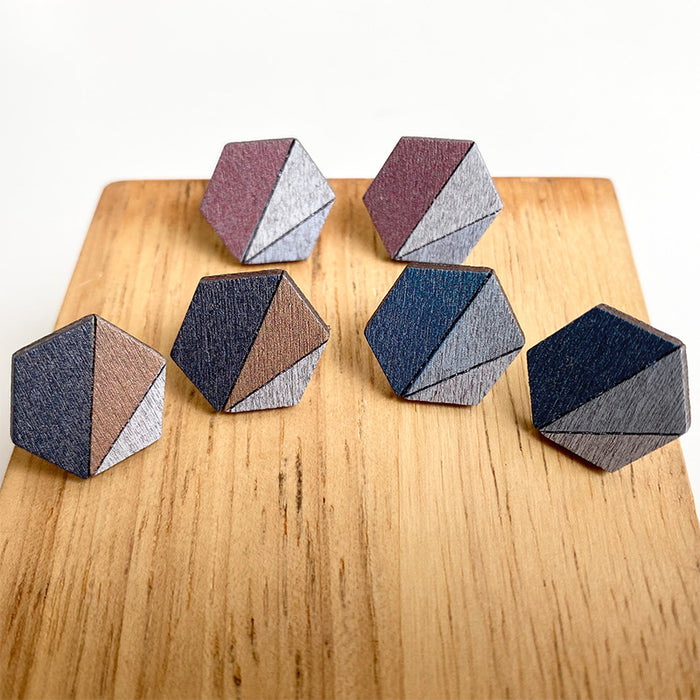 Wooden polygonal earrings