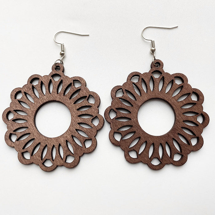 Wooden hollow earrings