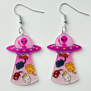 Pink Meow Acrylic Earrings - wallojewerly 