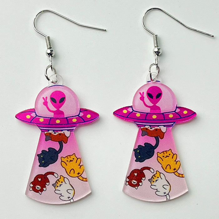 Pink Meow Acrylic Earrings - wallojewerly 