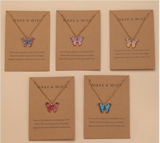 Bohemian style alloy colorful butterfly necklace - wallojewerly 