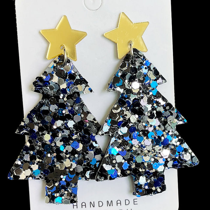 Christmas Tree Glitter Earrings with Large Sequin Design