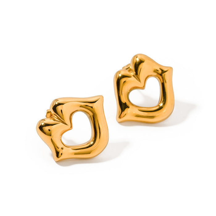 New 18K Gold Stainless Steel Lip Stud Earrings - Fashionable Gift Jewelry for Women