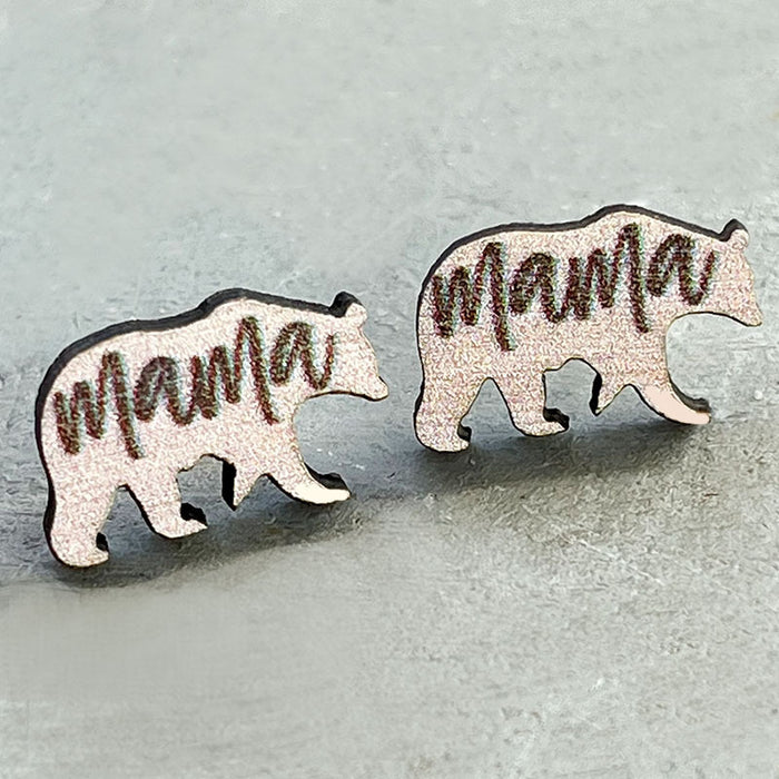 Wooden elephant earrings