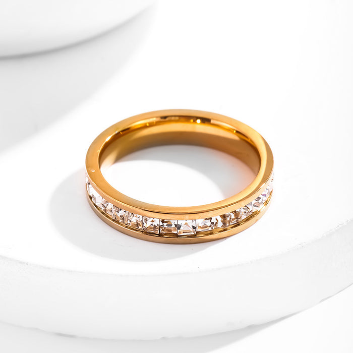 Wholesale gold-plated stainless steel and titanium steel full-circle square diamond rings
