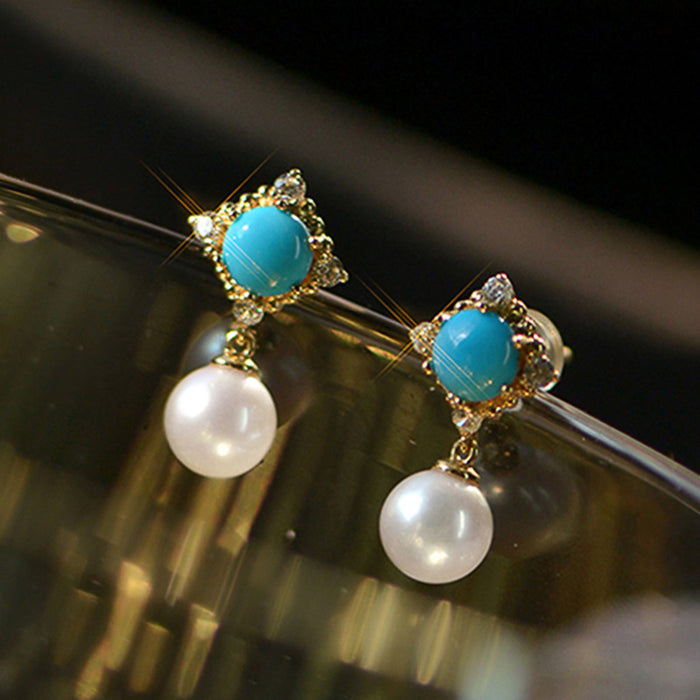 Imitation pearl earrings palace style earrings