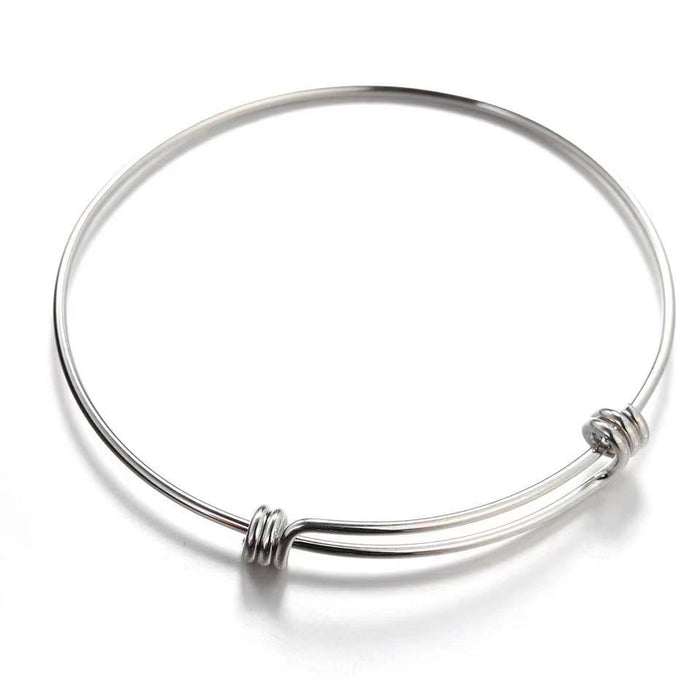 304 Titanium Steel Round Adjustable Push-Pull Coil Bracelet