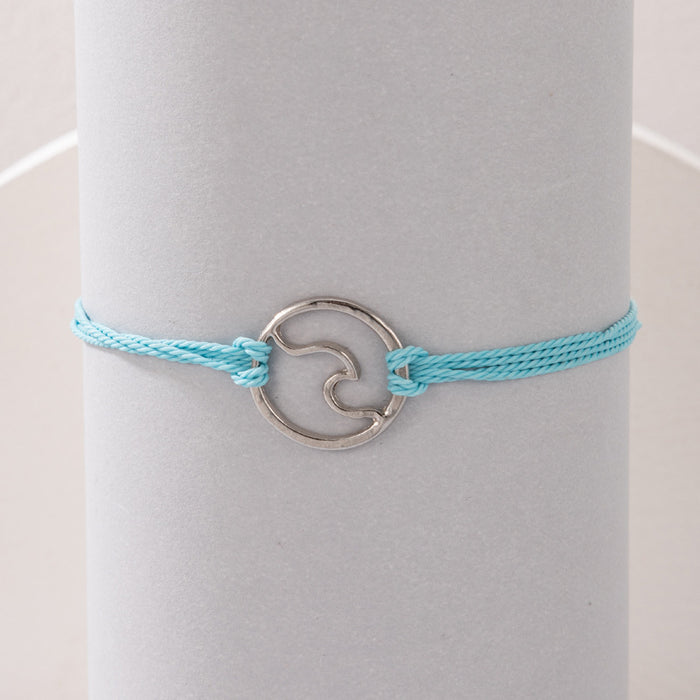 Pulsera ajustable con cordón trenzado étnico y diseño de patrón de ondas