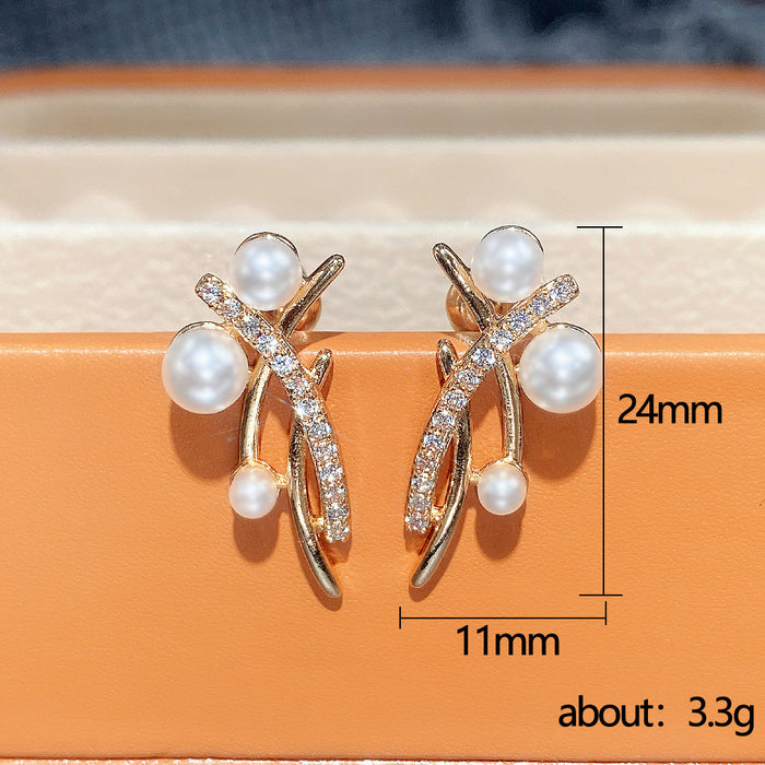 Imitation pearl earrings tassel earrings retro earrings for women