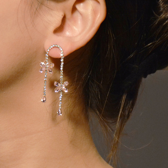 Silver Flower Tassel Earrings - Luxury Zircon Jewelry for a Chic Look