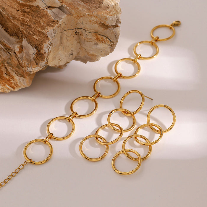 Geometric ring bracelet, simple non-fading, circle earrings, versatile jewelry