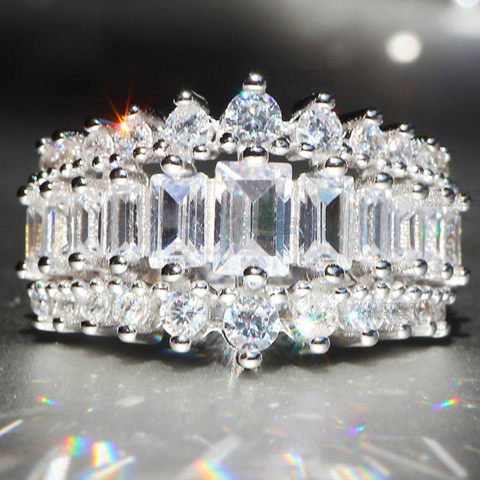 High Quality Platinum Plated Diamond Ring Wedding Bride Jewelry