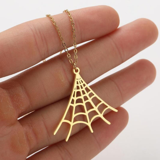 Spider web pendant necklace, European and American Halloween fashion clavicle chain earrings set for women ins style