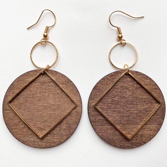 Wooden quadrilateral earrings