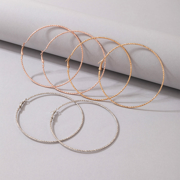 Large circle geometric hoop earrings three-piece set