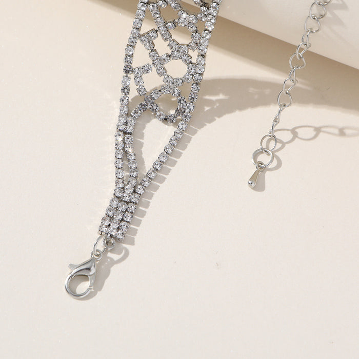 Trendy Rhinestone Layered Necklace - Fashionable Statement Chain for Women