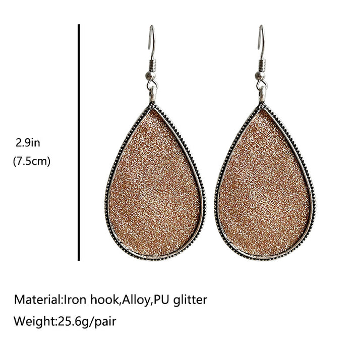 Retro Metal Teardrop Glitter Earrings with Simple and Elegant Design