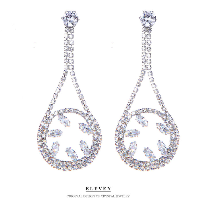 Colorful Zircon Fan Earrings - Heavy Rhinestone Dangles for Fall and Winter