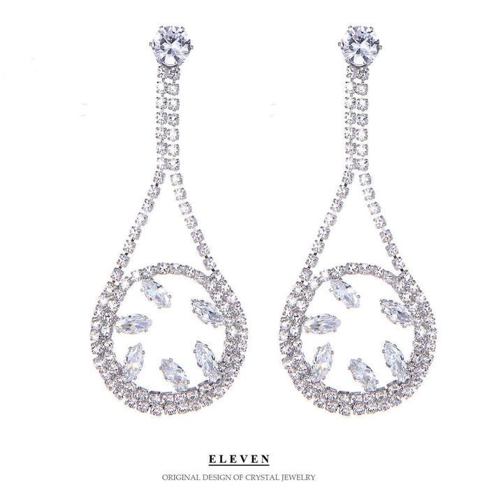 S925 Silver Needle Colored Zircon Sector Earrings