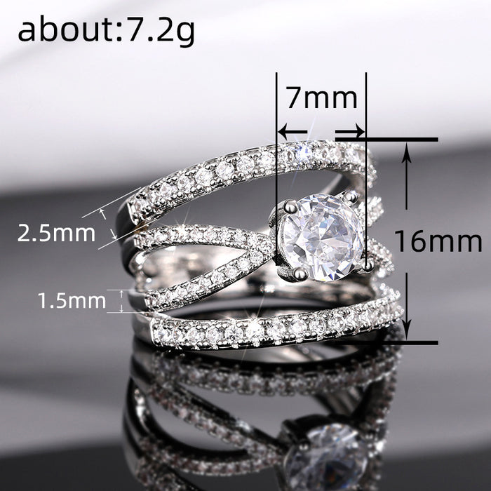 Cross Line Zirconia Ring Women's Engagement Gift