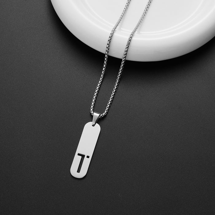 Military brand pendant necklace, European and American independent station stainless steel punk hip-hop English letter all-match chain wholesale