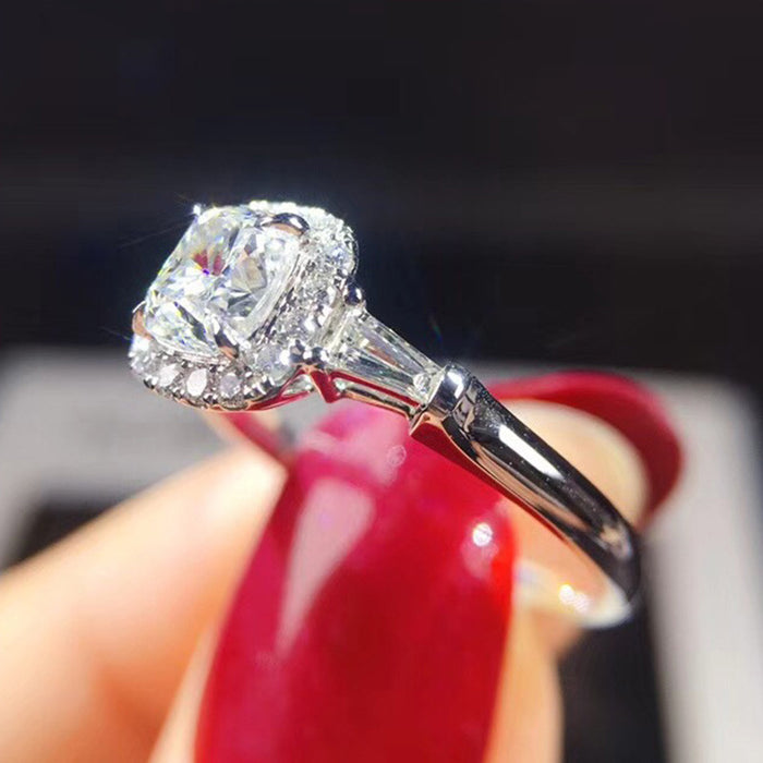 Anillo de boda con incrustaciones de circonita y diamantes cuadrados de princesa de nuevo estilo para mujer