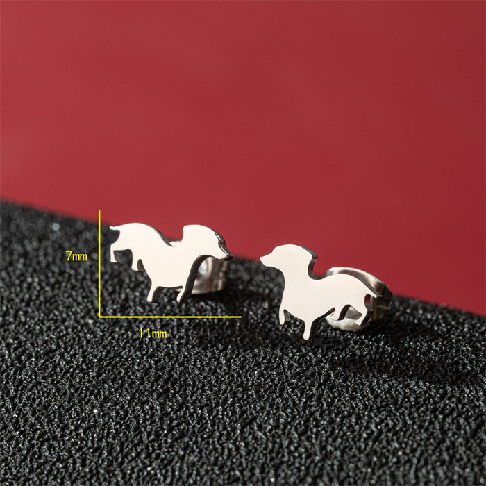 Dog and Cat Stainless Steel Stud Earrings - Cute and Playful Animal Jewelry