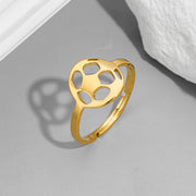 Stainless steel football ring, simple geometric round open ring wholesale - wallojewerly 