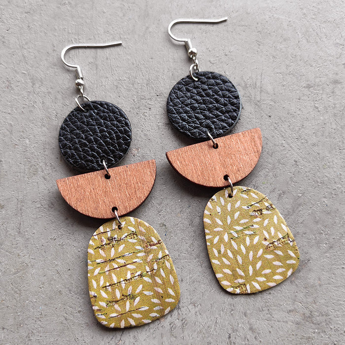 Wooden leopard print earrings