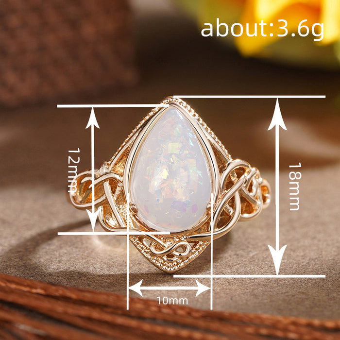 women's teardrop line crown ring