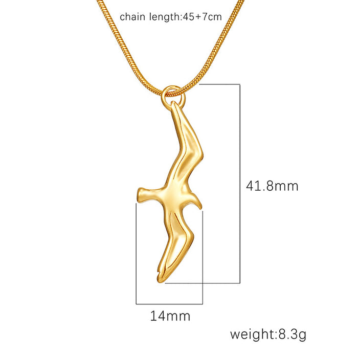 Seagull Pendant Necklace, Stainless Steel Vintage Clavicle Chain Jewelry