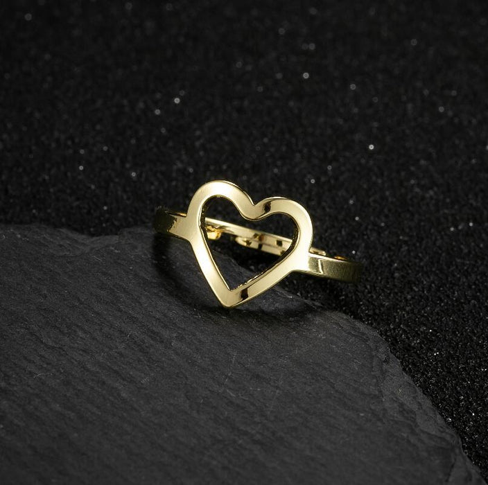 Korean geometric love ring, simple heart-shaped open ring wholesale