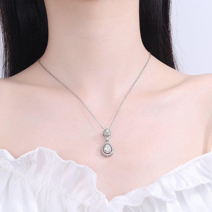 Teardrop pendant sweater necklace simple design clavicle chain