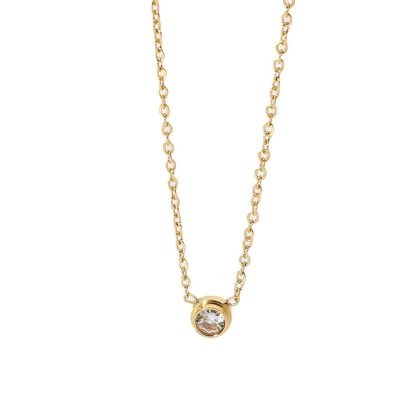 18K Gold-Plated Mini Diamond Pendant Necklace - Women's Fashion Jewelry