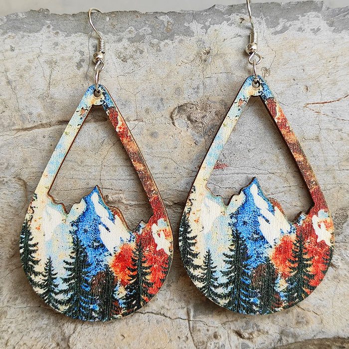 Wooden mountain earrings