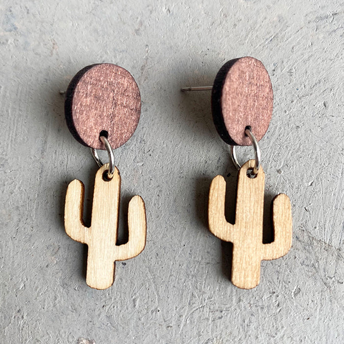 Wooden cross earrings