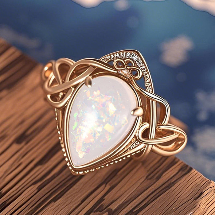 women's teardrop line crown ring