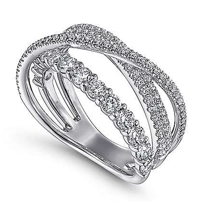 Anillo de diamantes inteligente, anillo en espiral de líneas escalonadas simples, anillo de personalidad y temperamento para mujeres
