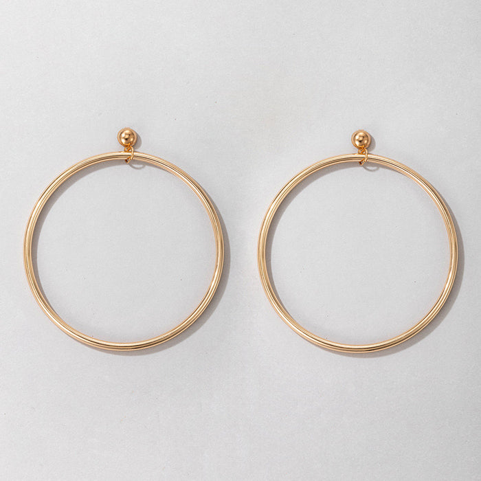 Gold Large Circle Alloy Geometric Temperament Earrings