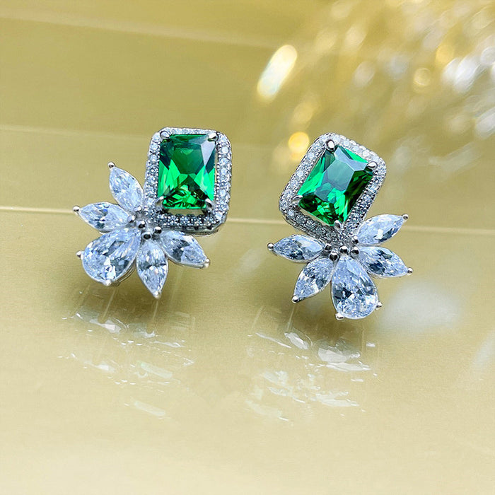 Square European and American earrings Retro light luxury temperament earrings