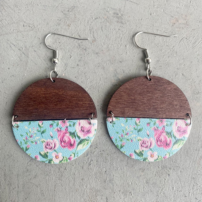 Wooden flower earrings