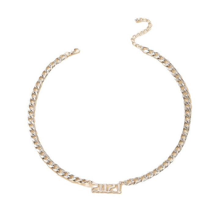 Unique Hip-Hop Clavicle Chain with Numeric Chain Single Layer Necklace