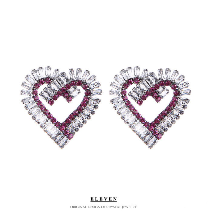 Korean Lightweight Heart Earrings - Delicate Zircon Jewelry with a Chic Design