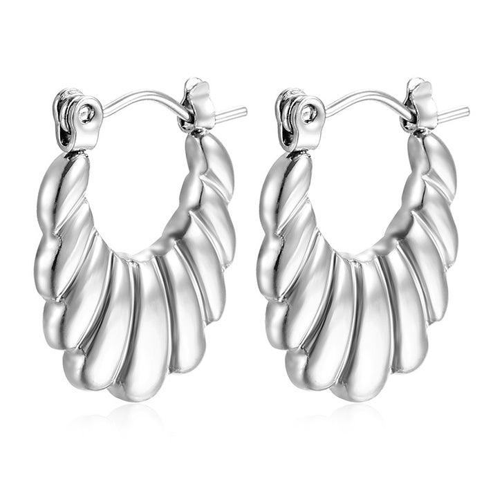 French retro pattern earrings, 18K stainless steel plated women's earrings, elegant and high-end